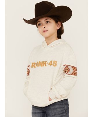 RANK 45® Girls' Embroidered Southwestern Long Sleeve Logo Pullover Hooded Sweatshirt