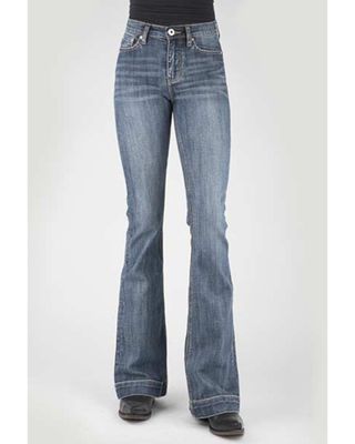 Stetson Women's 921 Medium Wash High Rise Plain Pocket Flare Jean