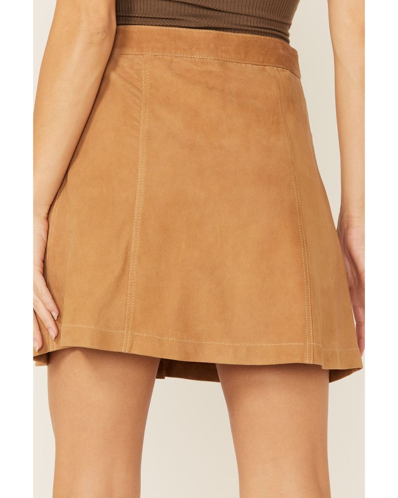 Stetson Women's Lamb Suede Button Down Mini Skirt