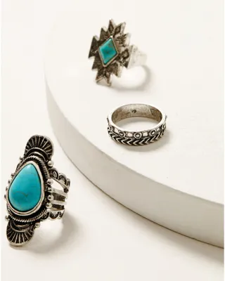 Shyanne Women's Dakota Silver & Turquoise 3-Piece Ring Set