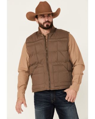 Rodeo Clothing Men's Tan Canvas Zip-Front Western Puffer Vest