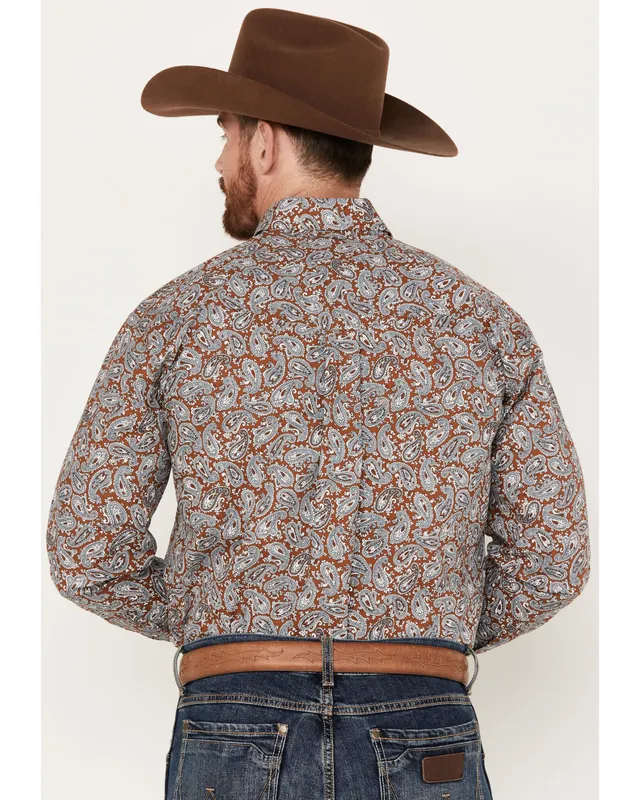 Roper Paisley Print Long Sleeve Snap Western Shirt-Big & Tall