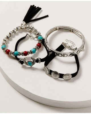 Shyanne Women's Wild Soul Concho Leather & Beaded Bracelet Set