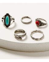 Shyanne Women's 4-piece Silver & Turquoise Ring Set
