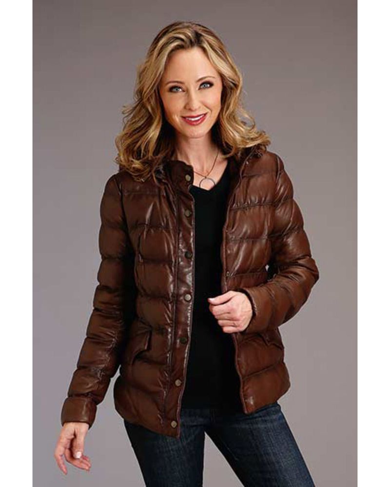 Stetson Women's Antique Snap-Front Quilted Leather Jacket