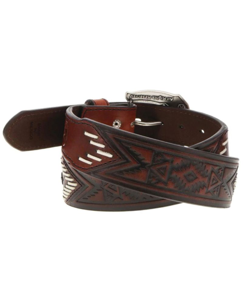 Hooey Men's Choctaw Roughy Tooled and Laced Belt