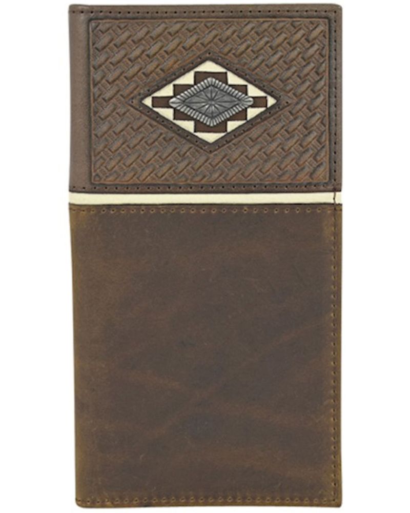 Justin Men's Brown Basket Weave Tooling & Concho Rodeo Wallet