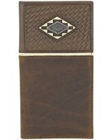 Justin Men's Brown Basket Weave Tooling & Concho Rodeo Wallet