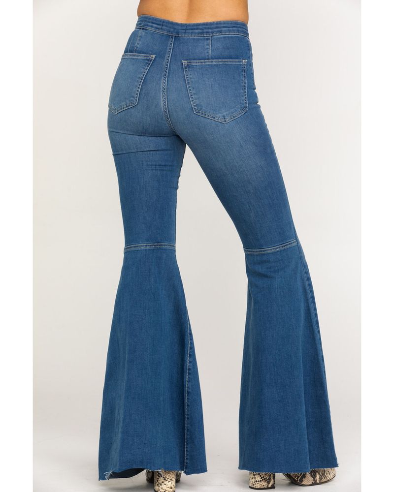 Free People Women's High Rise Dark Wash Just Float On Flare Jeans