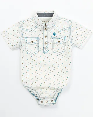 Cody James Infant Boys' Bull and Cactus Print Short Sleeve Snap Onesie