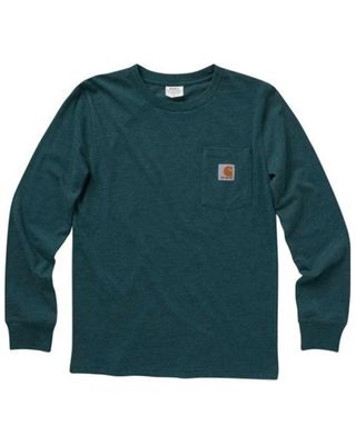Carhartt Youth Boys' Hard Working Gear Mountain Logo Graphic Pocket Long Sleeve T-Shirt