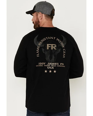 Cody James Men's Bull Skull Logo Graphic Long Sleeve Work T-Shirt
