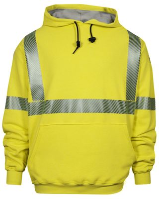 National Safety Apparel Men's FR Vizable Hi-Vis Waffle Weave Hooded Work Sweatshirt - Tall