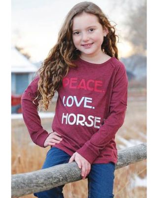 Cruel Girl Girls' Peace, Love, & Horses Long Sleeve T-Shirt