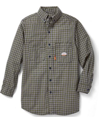 Rasco Men's FR Plaid Print Long Sleeve Button Down Work Shirt