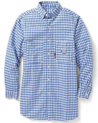 Rasco Men's FR Plaid Print Long Sleeve Button Down Work Shirt