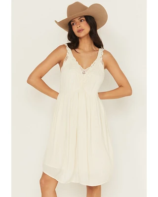Shyanne Women's Crochet Trim Sleeveless Mini Dress