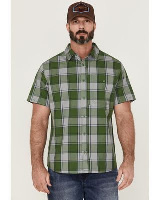 Brothers & Sons Men's Performance Kelly Green Large Plaid Short Sleeve Button-Down Western Shirt