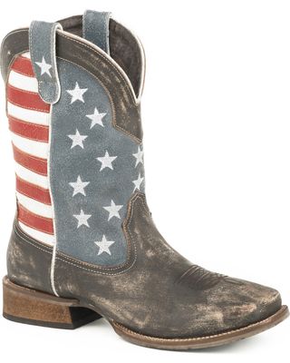 Roper Men's American Flag Western Boots - Broad Square Toe