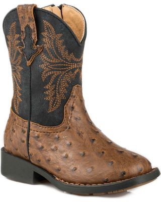 Roper Toddler Boys' Ostrich Vamp Western Boots - Square Toe