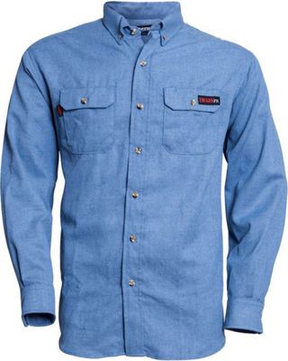 Tecgen Men's FR Solid Long Sleeve Button Down Work Shirt