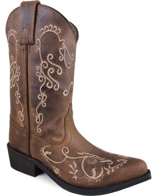 Smoky Mountain Little Girls' Jolene Distressed Western Boots - Snip Toe