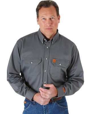 Wrangler Riggs Men's FR Long Sleeve Button Down Work Shirt - Big