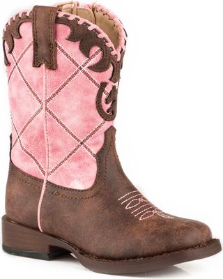 Roper Toddler Girls' Diamond Stitched Boots - Square Toe