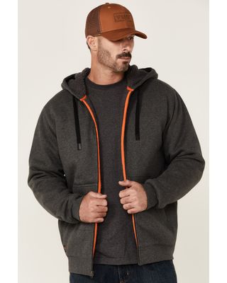 Hawx Men's Charcoal Sherpa-Lined Zip-Front Hooded Work Jacket