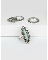 Prime Time Women's Silver Turquoise Ring Set