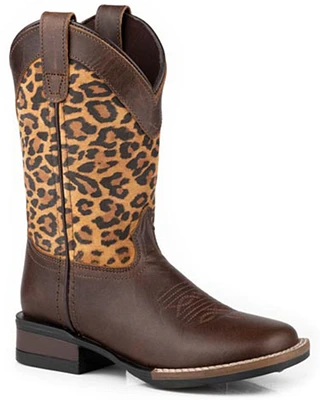 Roper Little Girls' Monterey Leopard Print Western Boot - Broad Square Toe
