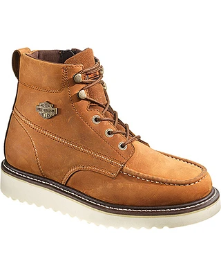 Harley Davidson Men's Brown Beau Lace-Up Boots- Round Toe