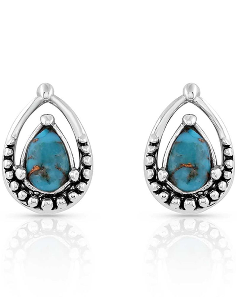 Montana Silversmiths Women's Oyster Turquoise Silver Teardrop Earrings