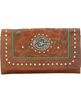American West Lady Lace Tri-Fold Leather Wallet