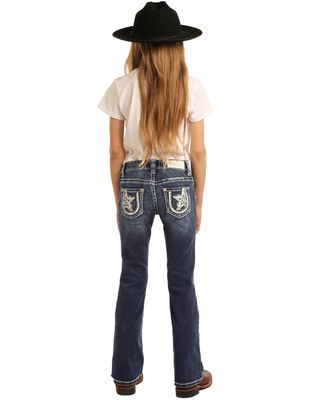 Rock & Roll Denim Girls' Star Horseshoe Medium Bootcut Jeans