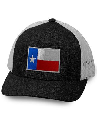 Oil Field Hats Men's Heather Black Texas Flag Patch Mesh-Back Ball Cap