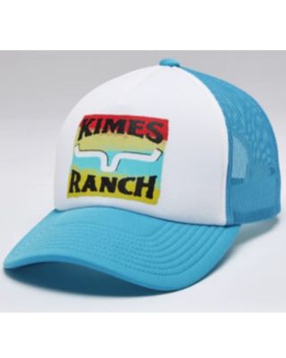 Kimes Ranch Men's Turquoise & White Block Party Logo Mesh-Back Baseball Cap