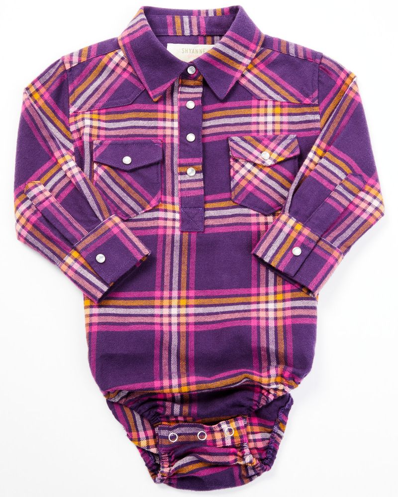 Shyanne Infant Girls' Dark Purple Long Sleeve Snap Flannel Onesie
