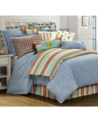 HiEnd Accents Blue Chambray 3-Piece Comforter Set - Full