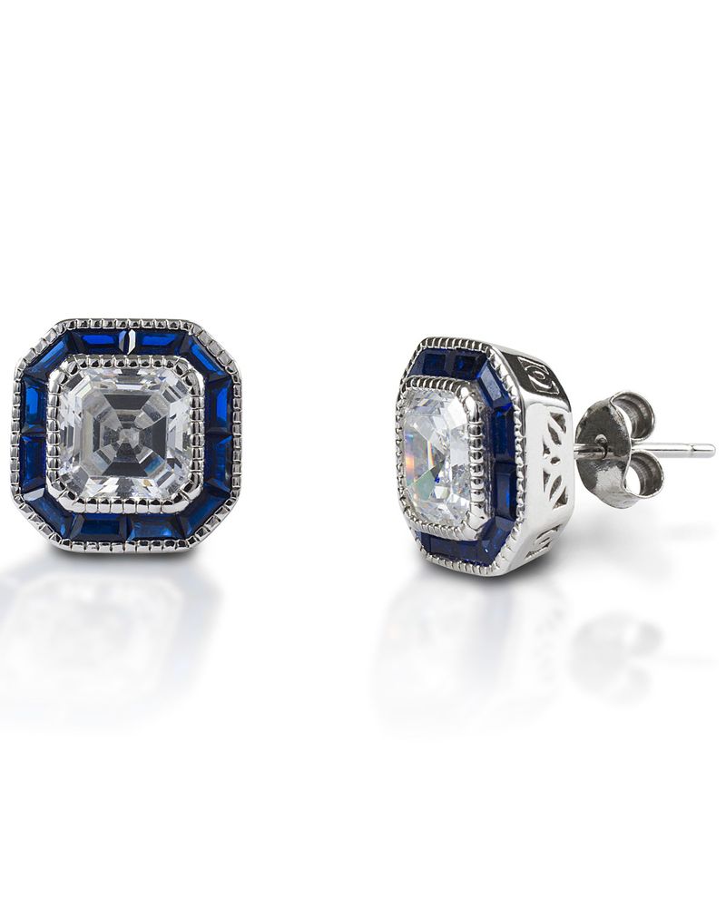 Kelly Herd Women's Asscher Cut Blue Spinel Earrings