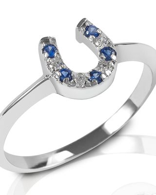Kelly Herd Women's Blue & Clear Horseshoe Ring