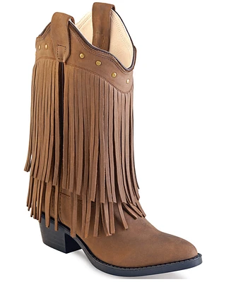 Old West Girls' Fringe Western Boots - Round Toe