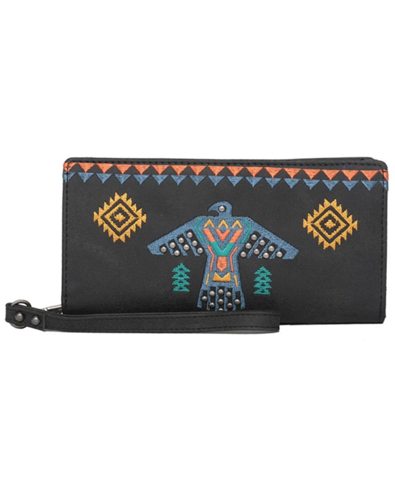 Montana West Women's Wrangler Embroidered Southwestern Thunderbird Wristlet Wallet