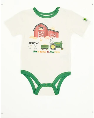 John Deere Infant Boys' Barnyard Short Sleeve Onesie