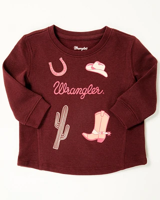 Wrangler Toddler Girls' Conversational Long Sleeve Graphic Shirt