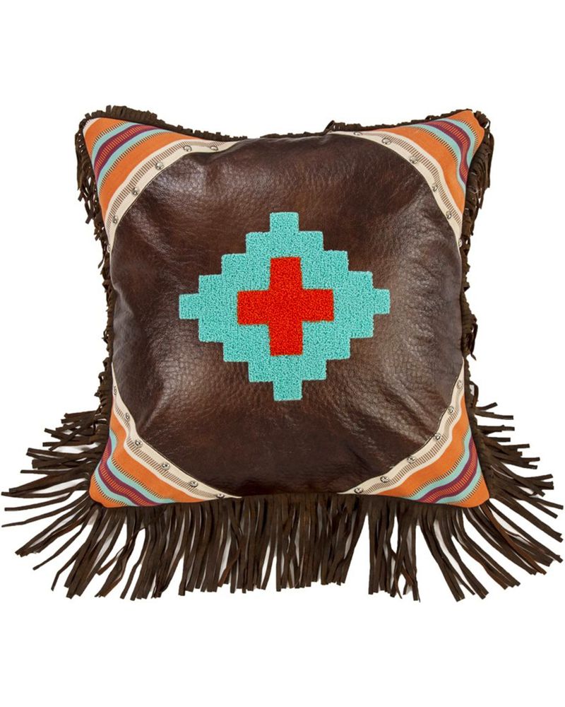 HiEnd Accents Embroidered Southwestern Fringe Pillow