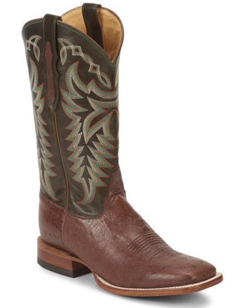 Justin Men's Pascoe Kango Smooth Ostrich Western Boots - Broad Square Toe