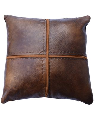 HiEnd Accents Brighton Faux Leather Cross Stitched Accent Pillow