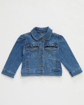 Urban Republic Infant Girls' Medium Wash Ruffle Yoke Denim Jacket
