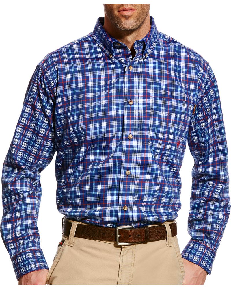 Ariat Men's Collins FR Plaid Print Long Sleeve Button Work Shirt - Big & Tall
